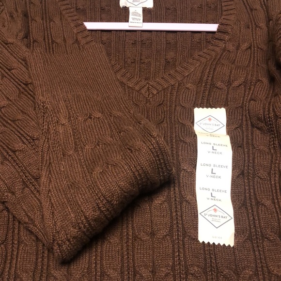 Large- NWOT St John’s Bay Long Sleeve Sweater. The color is Chocolate Brown. - Picture 8 of 8